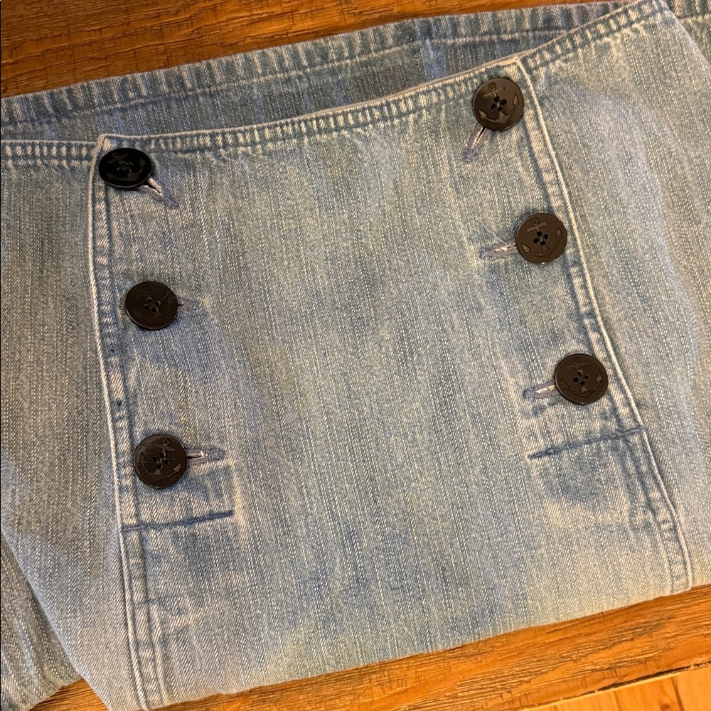 VTG Liz Claiborne Light Blue Nautical Skirt Anchor Buttons Yacht Club Preppy